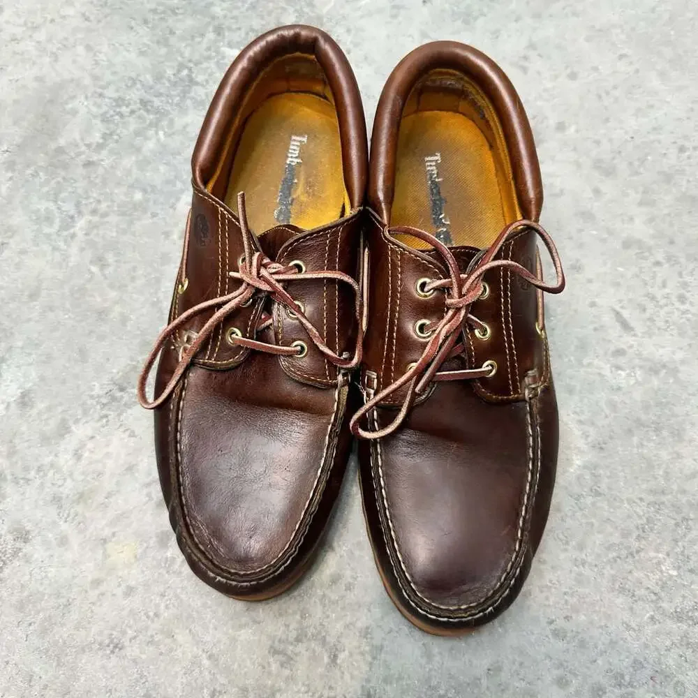 Timberland 3-Eye Classic Lug Brown Leather Boat Shoes - Size 13 M